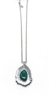 Ciclon “Arnica” Silver Plated Long Chain Stunning with Oval Shape Pendent Metal Necklace for Women Fashion Handmade Jewellery Enhance with Murano Glass Statement Piece in Green
